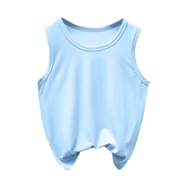 Bwiyojiz Mode Tailles 100-150 Chemise de Base Décontractée Confortable Respirante Col Rond Taille Moyenne Été pour Enfants, Bleu
