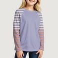 thumbnail image 2 of Linfrsh Girls Long Sleeve Shirt Boys Girl Long Sleeve Striped Crew Neckline T-Shirts Kid Tee Light Purple,18-24 Months, 2 of 5