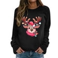 thumbnail image 1 of Chandail Imprimé Cerf Automne Hiver pour Femmes Manches Longues Col Rond Sans Capuche Mode de Noël, 1 of 4