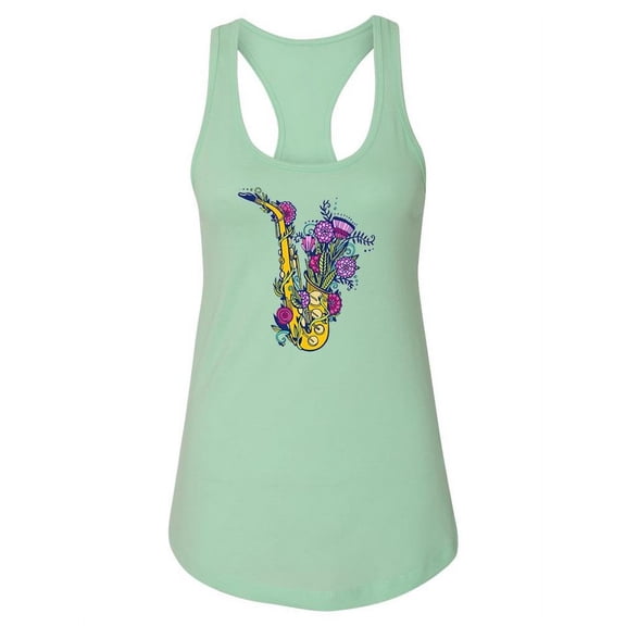 Jazz Day Sax And Flowers Design Tank Women -Image by Shutterstock, Female Small