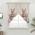 thumbnail image 5 of Easter Kitchen Window Curtains, Swag Curtains Valance for Bedroom Living Room Bathroom, Rustic Easter Basket Eggs Rabbits Tulip Lavender Rod Pocket Window Curtain Block Drapes 2 Panels 36"x36", 5 of 8