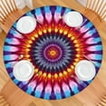 thumbnail image 2 of Colorful Rainbow Tie Dye Spiral Pattern Round Fitted Tablecloth with Elastic Edge,Dining Table Cover Waterproof,Outdoor Round Tablecloth for Camping,Dining,Indoor and Outdoor, 2 of 7