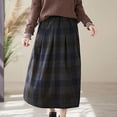 thumbnail image 6 of THDHVS Plaid Skirt,Skirts for Women,Women's Fall Winter High Waiste Wool Plaid A-line Long Skirt Blue XL, 6 of 7