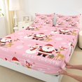 thumbnail image 3 of jejeloiu Merry Xmas Bed Sheets,Santa Cluas Snowman King Sheets,Wild Christmas Reindeer Sheet Set For Girls,Ultra Soft Home Decor,4-Piece, 3 of 7