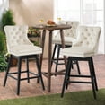 thumbnail image 6 of TEWLOSS Counter Height Bar Stools Set of 3 Swivel 26" Velvet Barstools for Kitchen Island, Beige, 6 of 9