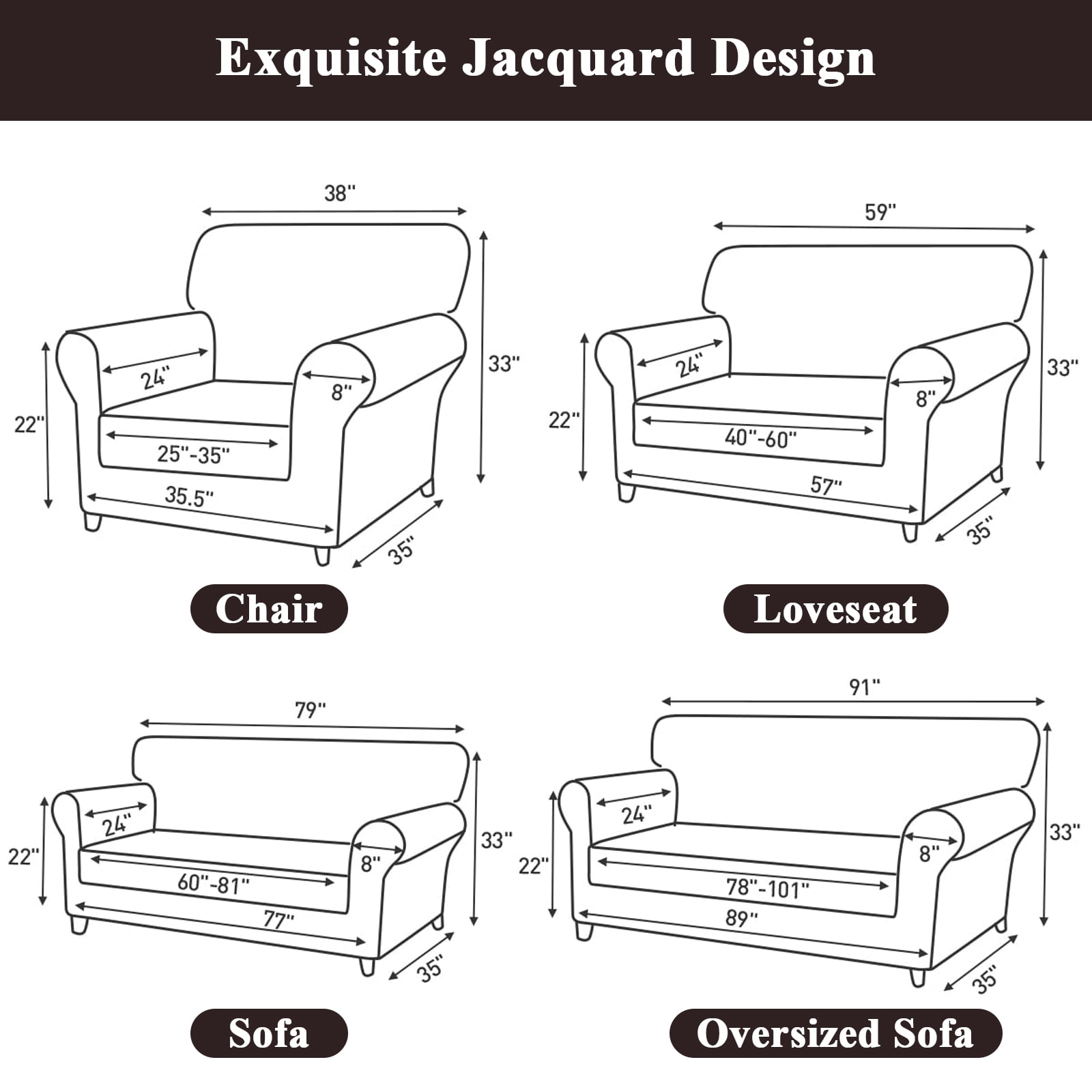 MeyJey Waterproof Sofa Cover, Slipcover for Loveseat Sofa, Stretch Furniture Protector for Kids Dogs Cats Pets, Brown