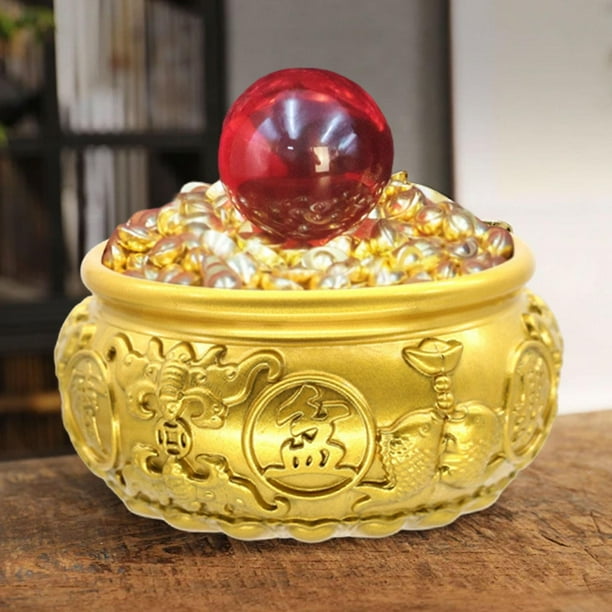 Cuenco del tesoro Feng Shui, figura de prosperidad y riqueza, regalo de inauguración de casa, cuenco para dinero, de latón con forma de cornucopia diámetro 14 cm