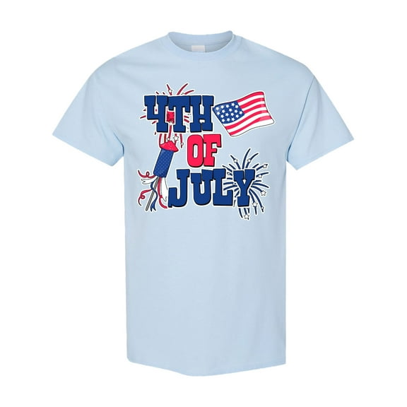 Inktastic 4th of July with Fireworks American Flag and Rocket T-Shirt