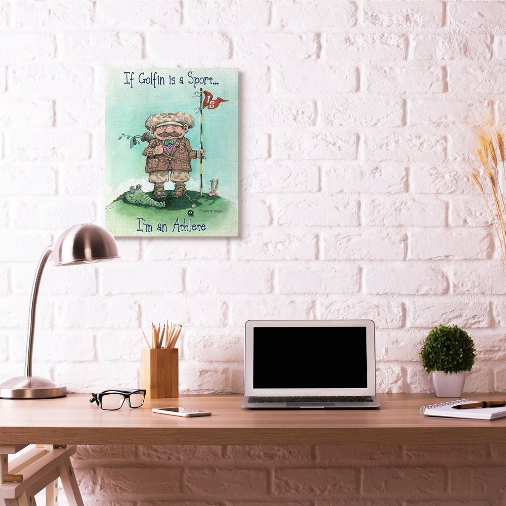 I'm An Athlete Funny Golf Cartoon Sports Design Oversized Stretched Canvas Wall Art by Gary Patterson
