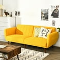 thumbnail image 3 of Gymax Modern Sofa Bed Convertible Futon Sofa w/ 3-Level Adjustable Angle Function Yellow, 3 of 8