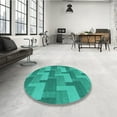 thumbnail image 3 of Ahgly Company Indoor Square Patterned Dark Turquoise Green Area Rugs, 6' Square, 3 of 6
