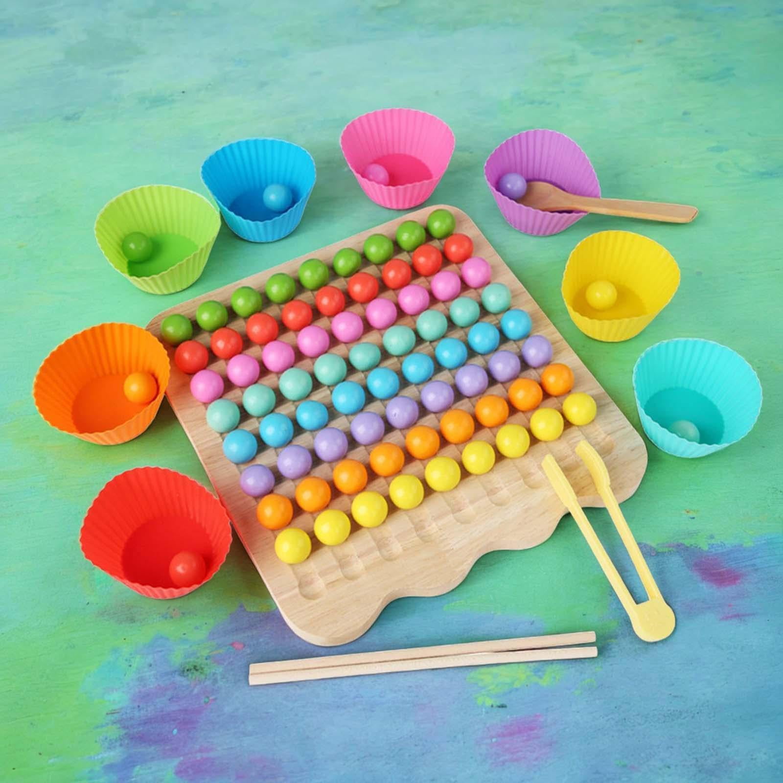 Jeu Montessori De Mathématiques – Perles En Silicone, Baguettes, Cuillères Et Pinces – Apprentissage Du Comptage Et Des Nombres Dès 3 Ans
