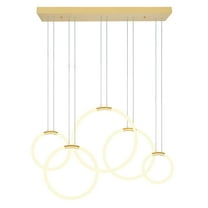 CWI Lighting Hoops 5 Light Contemporary Metal LED Chandelier in Satin Gold
