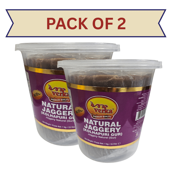 Verka Gur Kohlapuri (Jaggery) 1kg, Pack Of 2, Indian Jaggery