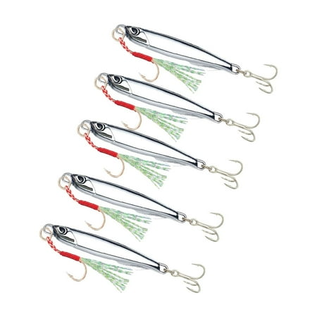 1. 5Pcs Fishing Lures Metal Jigs Spinner Baits Long Casting Jigging Spoon Swimbait Easy to Use