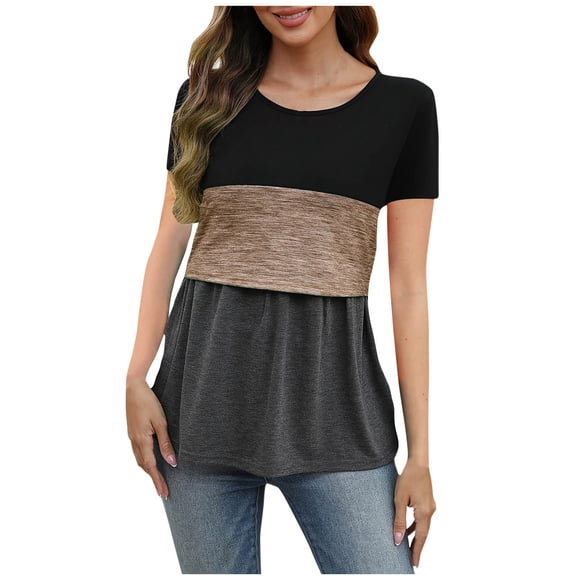 Cameland Maternity Nursing Tops For Women Summer Short Sleeve Breastfeeding Pregnant Double Layer Pullover T-Shirts