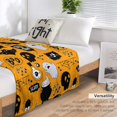 thumbnail image 5 of Flannel Halloween Blanket, Throw Soft Warm Fluffy Plush Blanket, Spider Webs Witch's Hat Black Bats and Decorated Pumpkins Print on Bed Couch Chair Living Room, 5 of 8