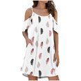 thumbnail image 2 of SMihono Robe d'Été pour Femmes Grande Taille Mode Femmes Été Décontractée Col Rond Imprimé Manches Courtes Poche Robe Mini, 2 of 7