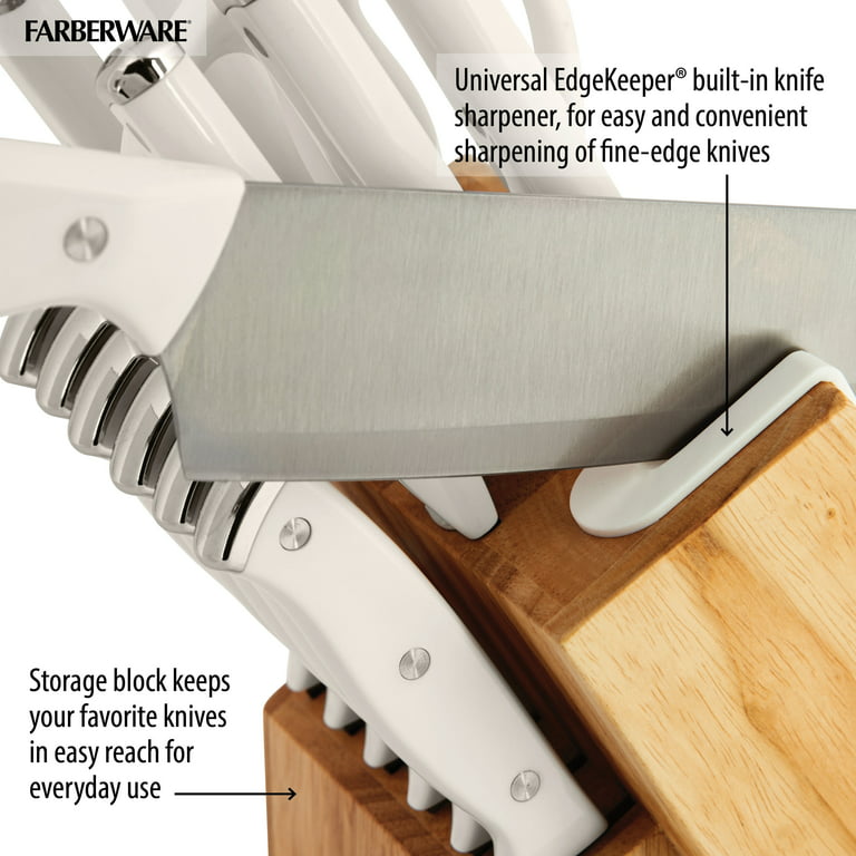 Farberware 14 Piece Triple Rivet Knife Block Set White