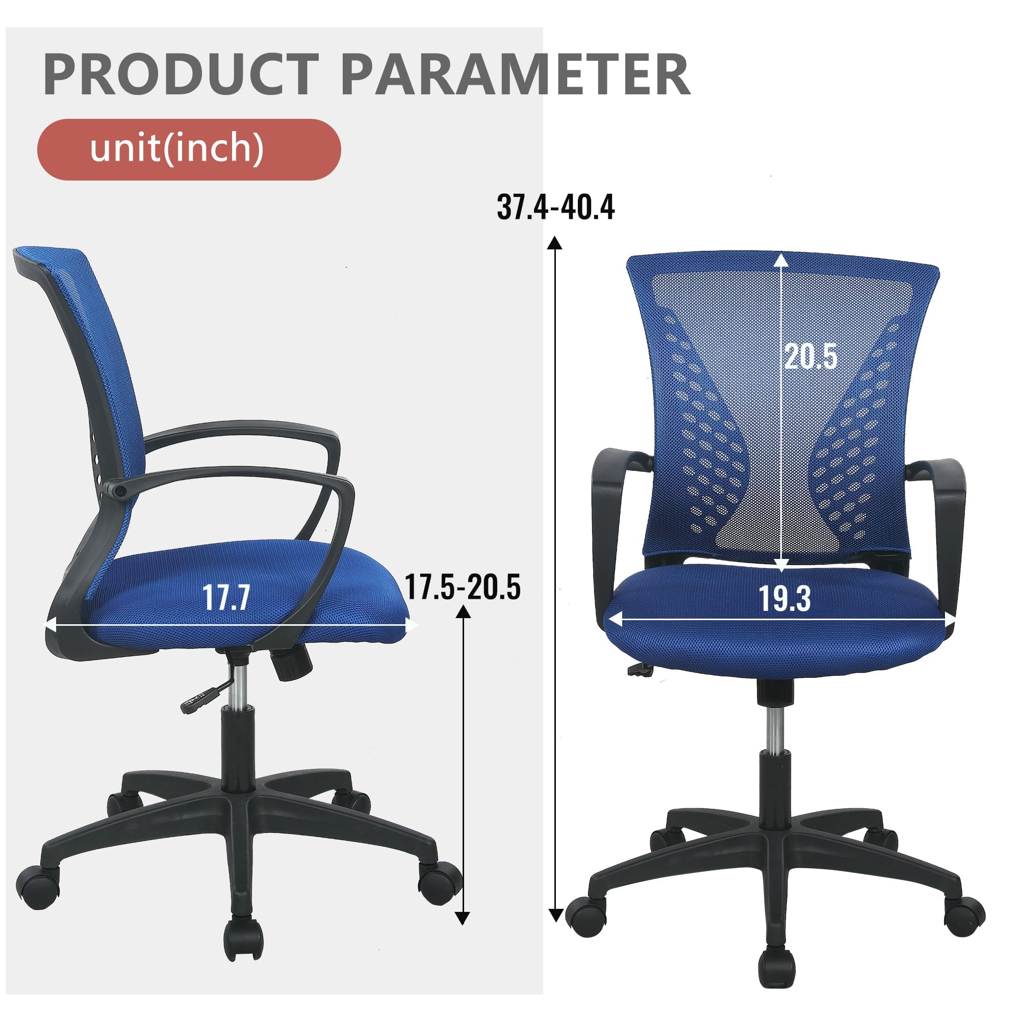 PayLessHere  Ergonomic Office Chair, Lumbar Support, Adjustable Height with Armrests for Adults(Blue)