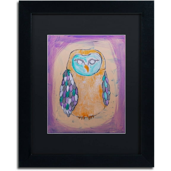 Trademark Fine Art 'Owl I' Canvas Art by Nicole Dietz, Black Matte, Black Frame