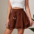 thumbnail image 6 of Women's Flowy Ruffle Tiered Skorts Drawstring Elastic Waist Flutter A-Line Skirt Summer Boho Beach Short Skirts, 6 of 8