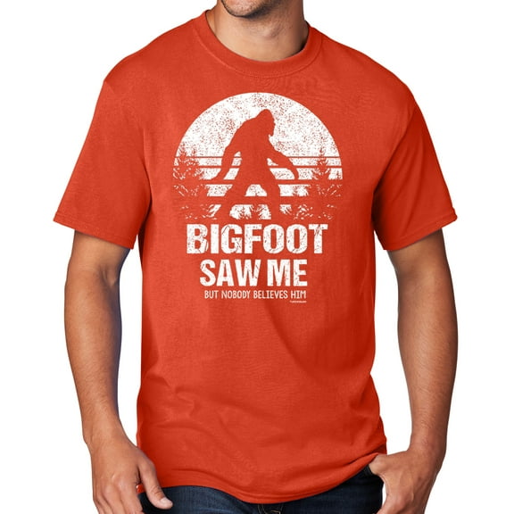 Men's Bigfoot Saw Me Funny Sasquatch T-shirt, 2XL Orange - TALL