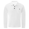 thumbnail image 2 of Mfakffe Men Knit Long Sleeve Polo Shirts Solid Collared Button Placket Daily Tops Soft Breathable Spring Fall Casual Layering Apparel, 2 of 4