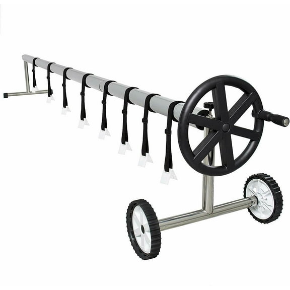 Aqua Select 21 ft Aluminum Inground Swimming Pool Cover Reel w/Hand Crank, Silver