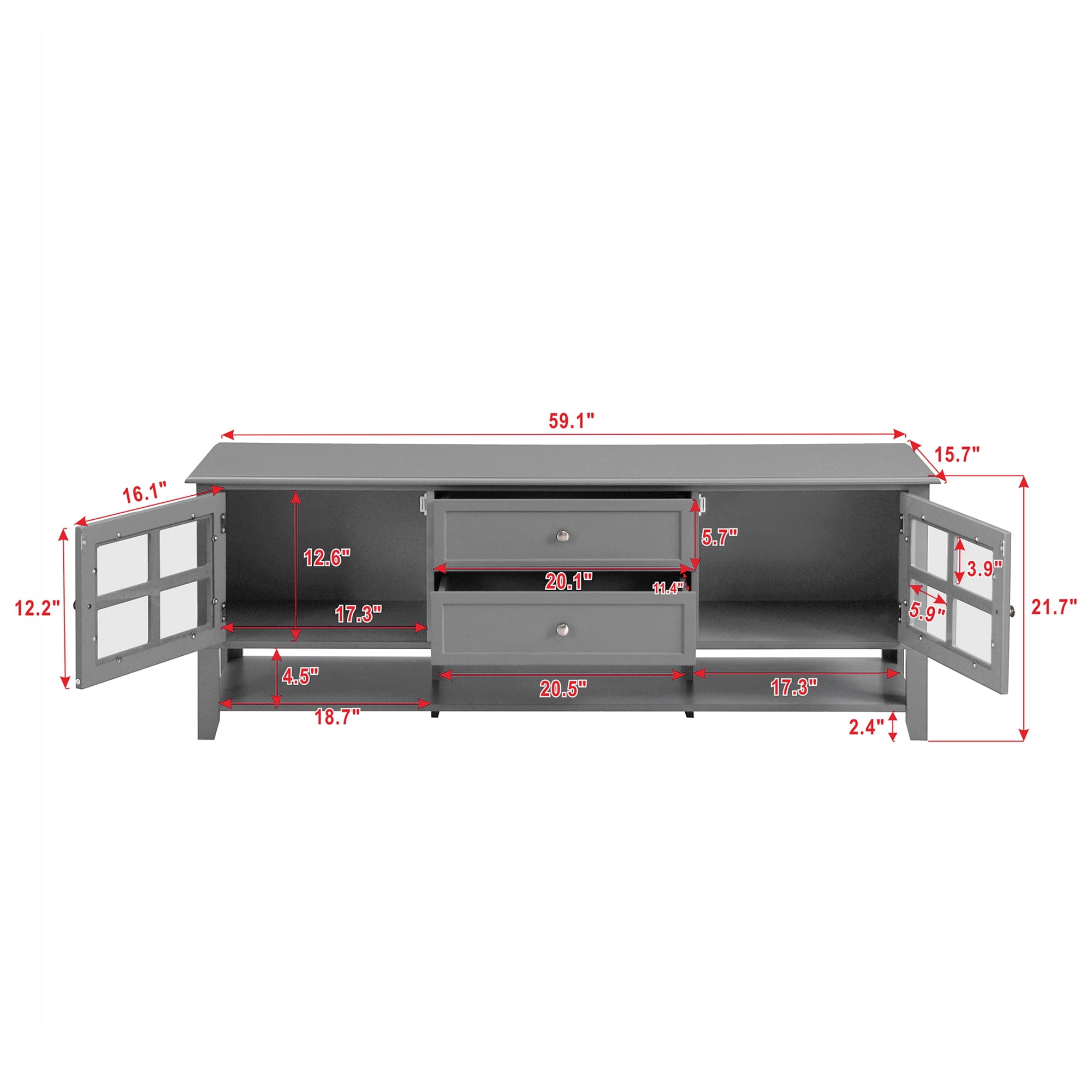 TV Stand for TVs up to 60 Inch, Entertainment Center with Storage Cabinets & Drawers, Modern Media Console with Anti-Rust Hardware for Living Room