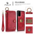 thumbnail image 6 of Feishell Galaxy S20 Plus Wallet Case, Multi-Functional Premium Leather Folio Removable Cover with Zip Purse ID Credit Card Holder & Detachable Magnetic Case For Samsung Galaxy S20 Plus, Red, 6 of 9