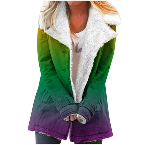 Winter Warm Caots for Womens Fashion Plus Size Zip Up Composite Plush Button Lapels Jacket Outwear Coat Gifts for Womens