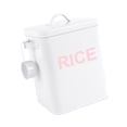 thumbnail image 3 of Contenedor de arroz de hierro, bote de harina, recipiente hermético para almacenar alimentos, contenedor de arroz de metal. Blanco M, 3 of 9