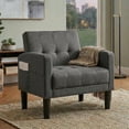 thumbnail image 6 of LAZZO Tufted Accent Chair, Mid Century Modern Upholstered Arm Chair for Living Room, Dark Gray, 6 of 8