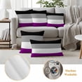 thumbnail image 6 of Modern Striped Outdoor Waterproof Pillow Covers, Minimalist Geometric Black Purple Decorative Square Throw Pillowcase Sofa Cushion Sham for Patio/Couch/Chair, 16"x16" 2 Pack, 6 of 8