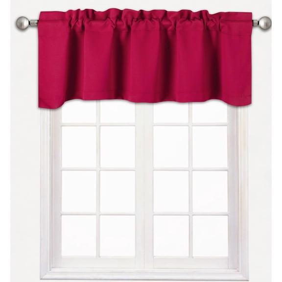 1 piece burgundy dark red valance TVLO-18 blackout thermal tier window treatment rod pocket kitchen bathroom size 54" wide X 18" length for short window room darkening