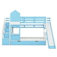 thumbnail image 6 of Harper & Bright Designs Stairway Twin Bunk Bed with Slide, Twin over Twin Castle Wooden Bedframe with Storage Staircase and Drawers for Boys Girls, Blue, 6 of 9