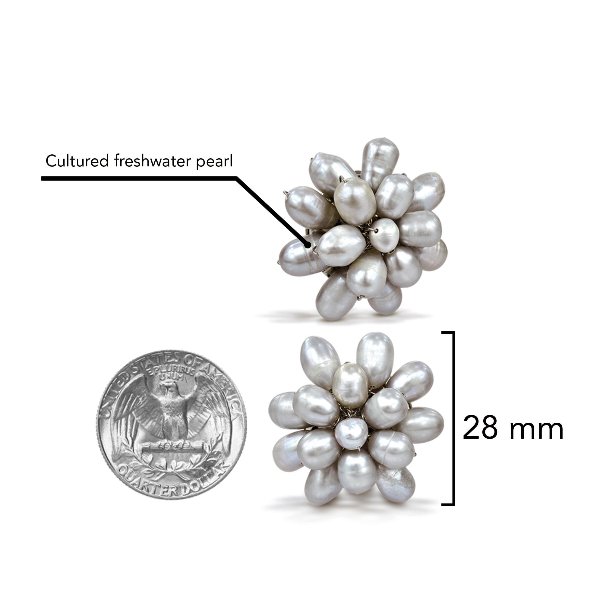 Classic Statement Pearl Bridal Floral Cluster Clip-on Non Pierced Earrings