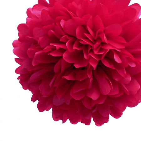 Quasimoon 20 Red Tissue Paper Pom Poms Flowers Balls