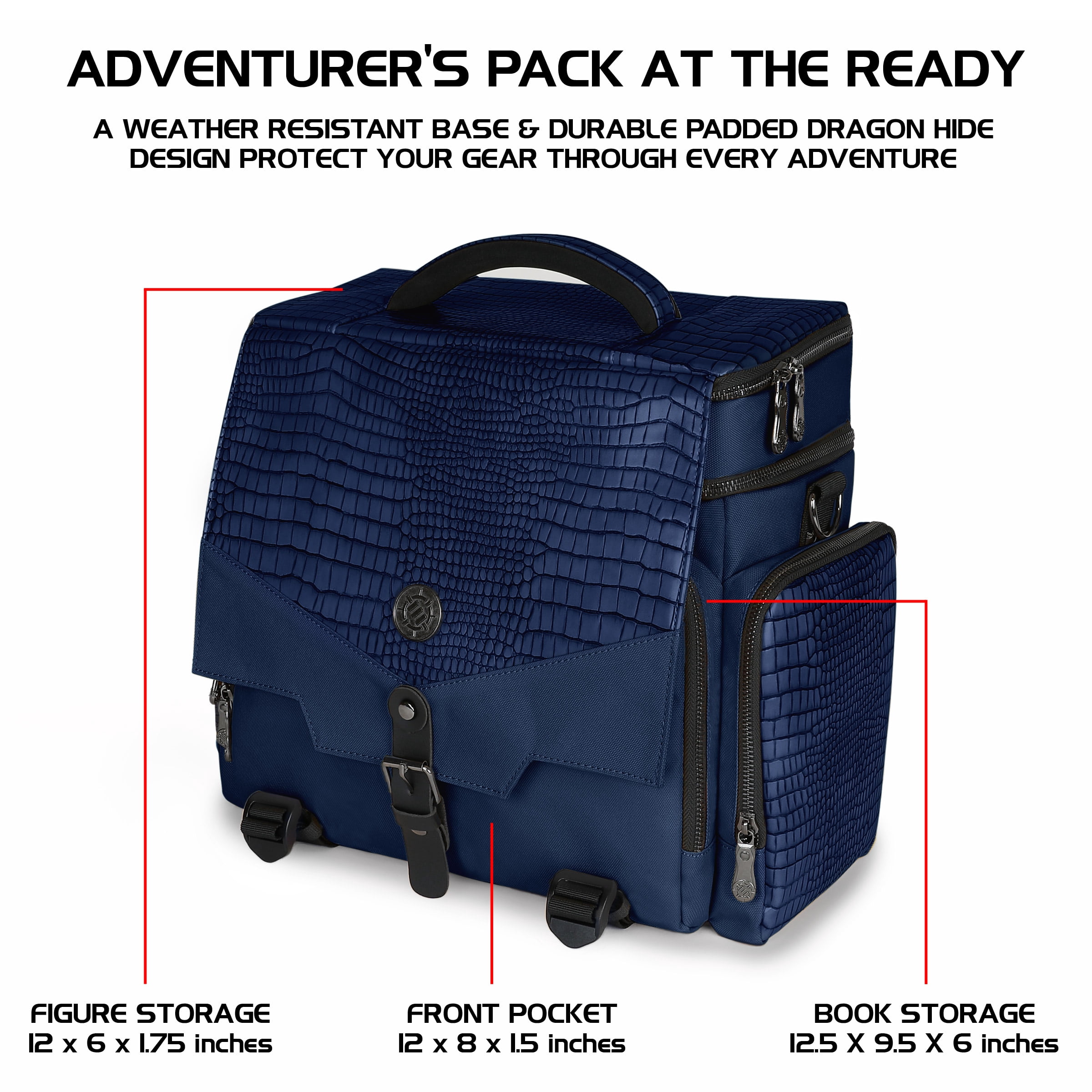 ENHANCE Collector's Edition Tabletop RPG Adventurer's DnD Bag with Dragon Hide (Dragon Blue)