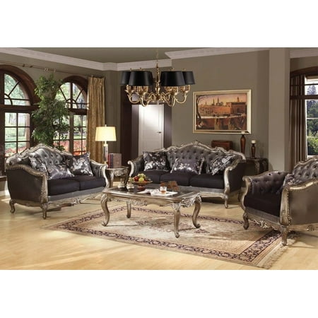 Tufted Sofa Set Simple Relax Deluxe Chantelle Collection 3 Pcs Sofa Loveseat Set W/ Pillows Tufted Back Seats ()