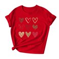 thumbnail image 4 of Erwazi Valentines T-Shirt Print Graphic Tees Cute Heart Shirts Casual Short Sleeve Crewneck Tee Top, 4 of 5
