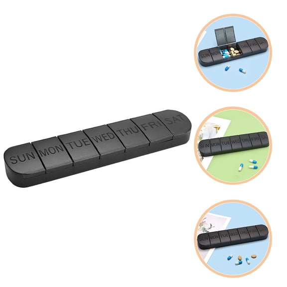 Niceauty Small Pill Organizer Black Travel-friendly Protect from Dampness 1Pack