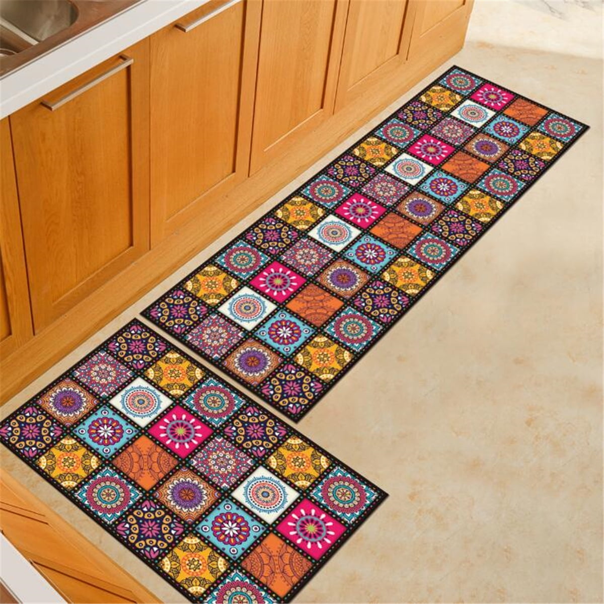 2PCS NonSlip Kitchen Floor Carpet Runner Rug Mat for HighTraffic Flooring Areas Including