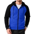 thumbnail image 3 of LTTVQM Mens Hoodie Raglan Sleeve Contrast Zip Fleece Hoodie Casual Relaxed Fit Daily Street Outerwear Royal Blue L, 3 of 7