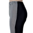 thumbnail image 4 of Womens Black White Stripe Solid High Waisted Tights Leggings, 4 of 4