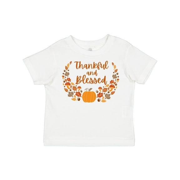 Inktastic Thankful and Blessed Pumpkin and Fall Leaves Boys or Girls Toddler T-Shirt