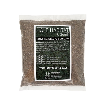 Hale Habitat & Seed Clovers, Alfalfa, & Chicory Food Plot Seed Mix, Perennial Year-Round Attractant, 1/2 Acre