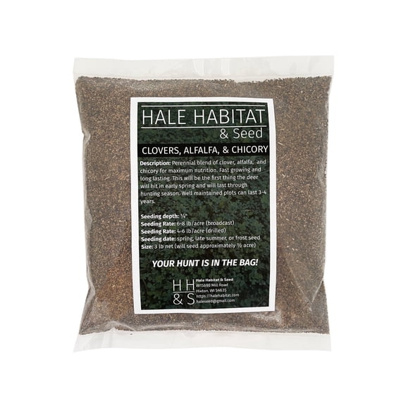 Hale Habitat & Seed Clovers, Alfalfa, & Chicory Food Plot Seed Mix, Perennial Year-Round Attractant, 1/2 Acre