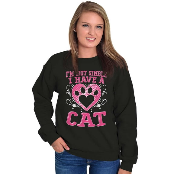 I'm Not Single I Have a Cat Pawprint Women Plus Size Crewneck Sweatshirt Brisco Brands 2X
